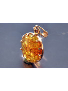 "Authentic 14K 585 Gold Vintage Rose Amber Jewelry" vpab001